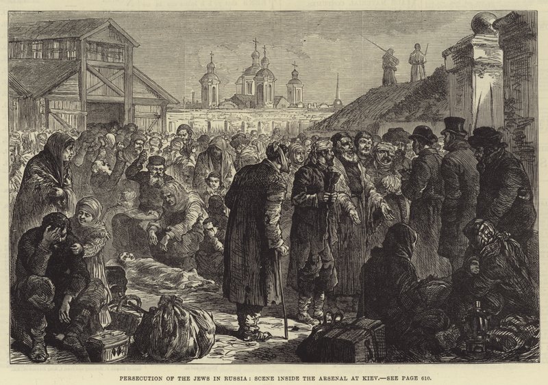 Persecución de los judíos en Rusia, escena dentro del Arsenal en Kiev de Johann Nepomuk Schonberg