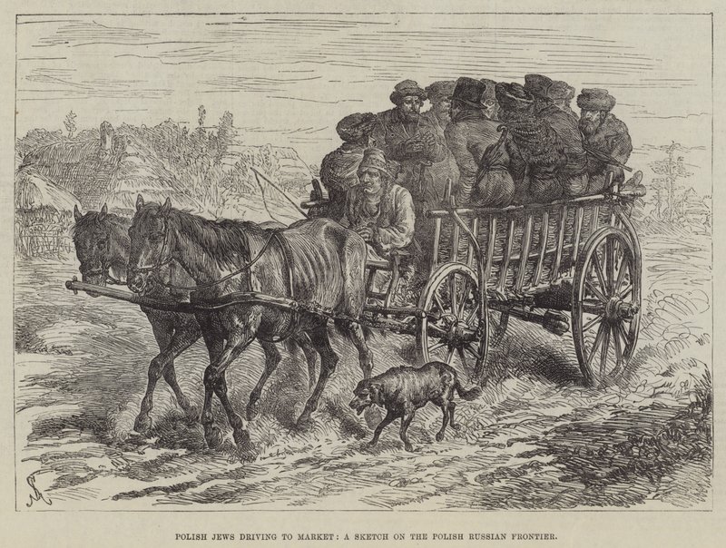Judíos polacos yendo al mercado, un boceto en la frontera polaco-rusa de Johann Nepomuk Schonberg