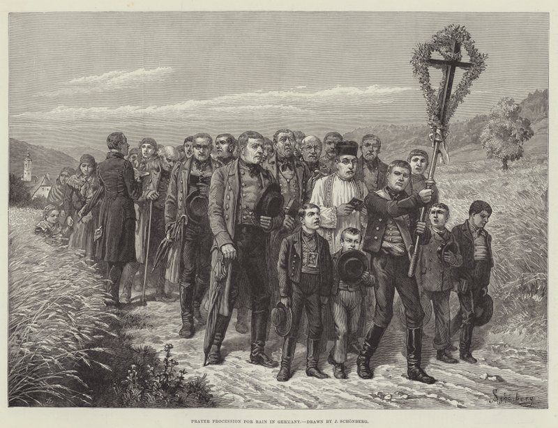 Procesión de oración por la lluvia en Alemania de Johann Nepomuk Schonberg