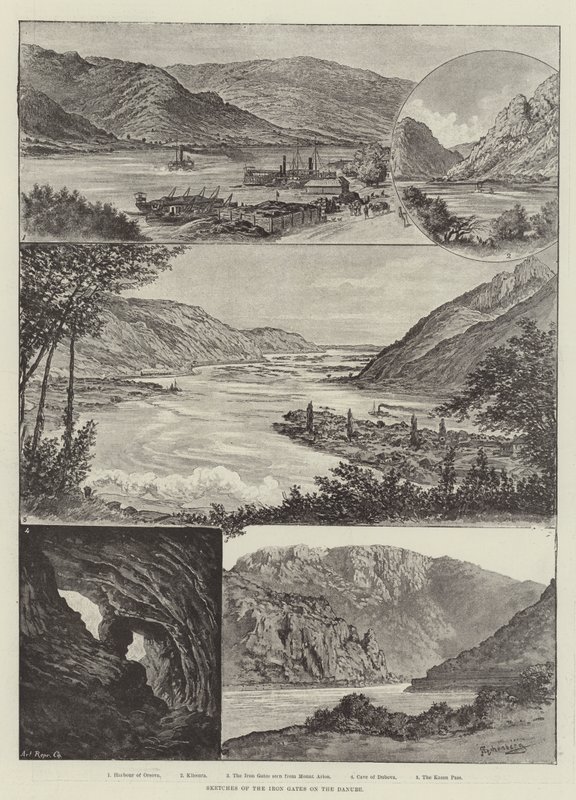 Bocetos de las Puertas de Hierro en el Danubio de Johann Nepomuk Schonberg