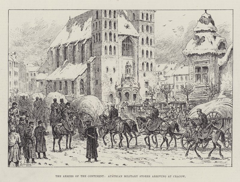 Los ejércitos del continente, almacenes militares austriacos llegando a Cracovia de Johann Nepomuk Schonberg
