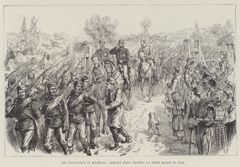La revolución en Rumelia, Primera Reserva Serbia en su marcha hacia Nish de Johann Nepomuk Schonberg