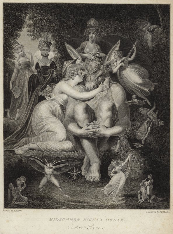 Titania besando a Bottom en El Sueño de una Noche de Verano de Johann Heinrich Füssli