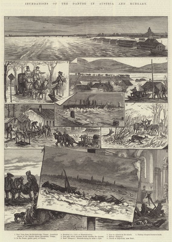 Inundaciones del Danubio en Austria y Hungría de Johann Nepomuk Schonberg