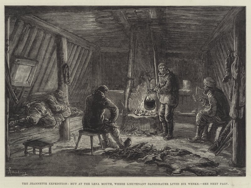 La Expedición Jeannette, Cabaña en la Boca del Lena, donde el Teniente Danenhauer vivió seis semanas de Johann Nepomuk Schonberg