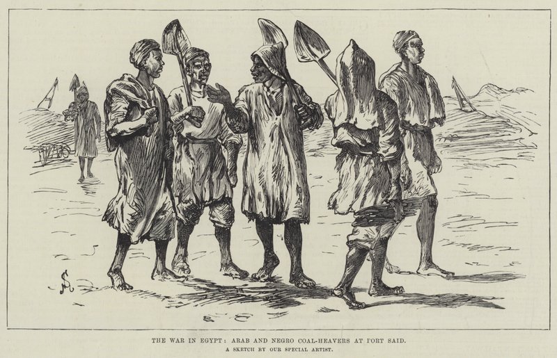 La Guerra en Egipto, Árabes y Cargadores de Carbón en Port Said de Johann Nepomuk Schonberg