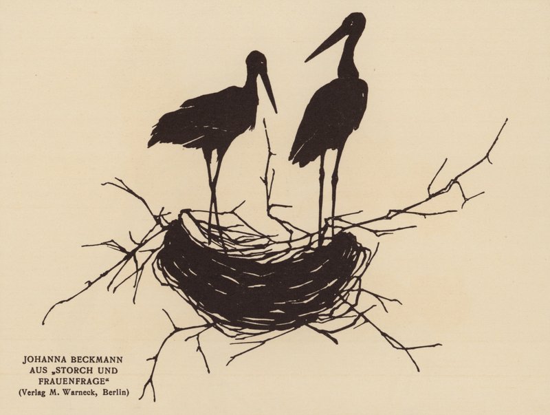 Silueta de un nido de cigüeñas (litografía) de Johanna Beckmann