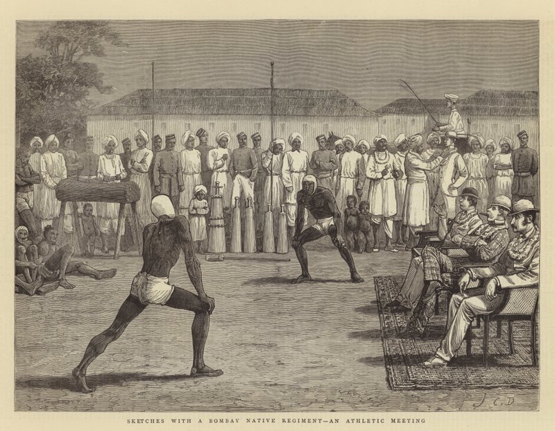 Bocetos con un regimiento nativo de Bombay, una reunión atlética de John Charles Dollman