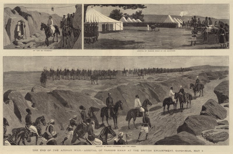 El Fin de la Guerra Afgana, Llegada de Yakoob Khan al Campamento Británico, Gandamak, 8 de mayo de John Charles Dollman