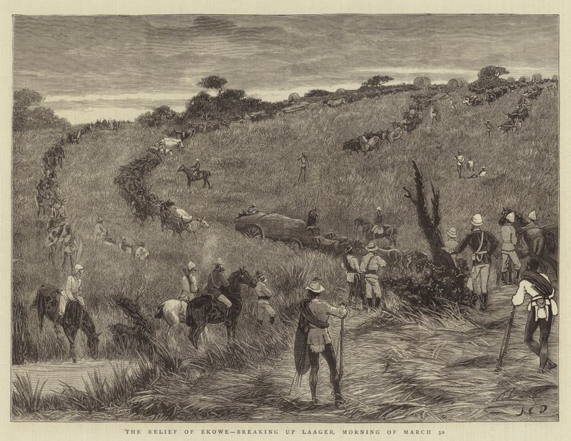 El Alivio de Ekowe, desmantelando el Campamento, Mañana del 30 de marzo de John Charles Dollman