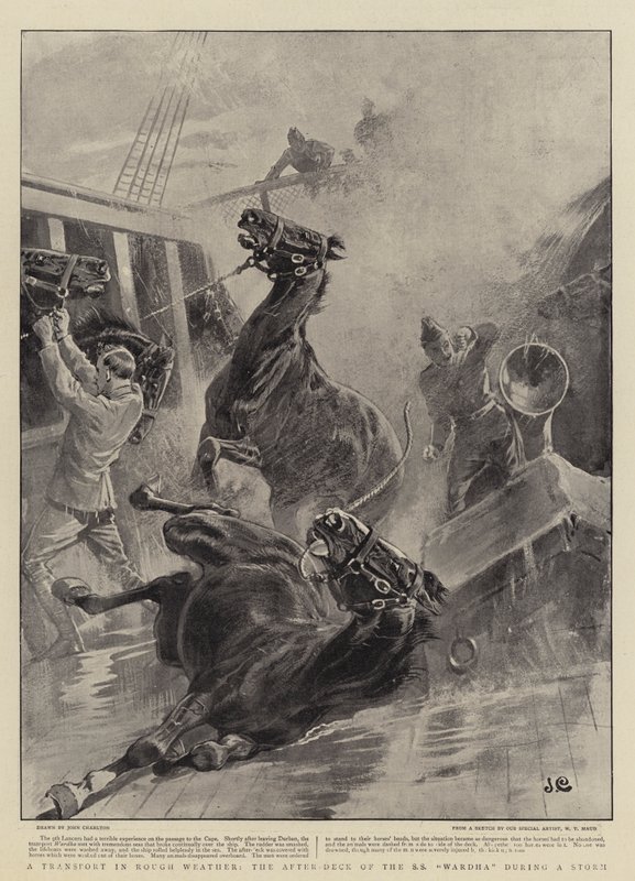 Un transporte en clima tormentoso, la cubierta trasera del SS Wardha durante una tormenta de John Charlton