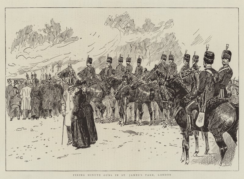 Disparando cañones de minuto en el Parque de St James, Londres de John Charlton