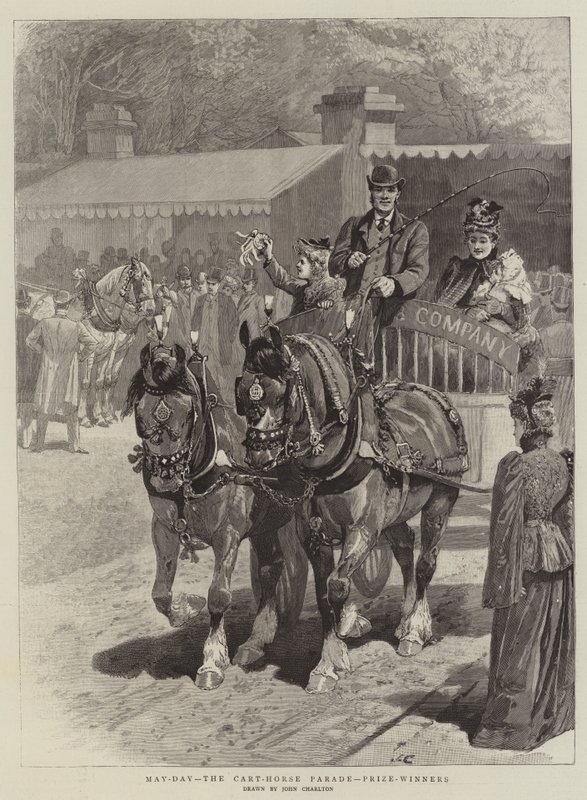 Día de mayo, el desfile de caballos de tiro, ganadores de premios de John Charlton