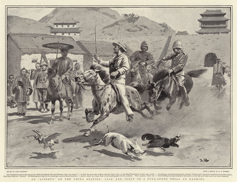 En libertad en la estación de China, Jack y Jolly en una prueba a toda velocidad en Nanking de John Charlton