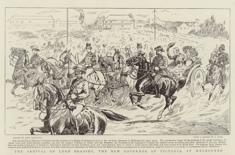 La llegada de Lord Brassey, el nuevo gobernador de Victoria, a Melbourne de John Charlton