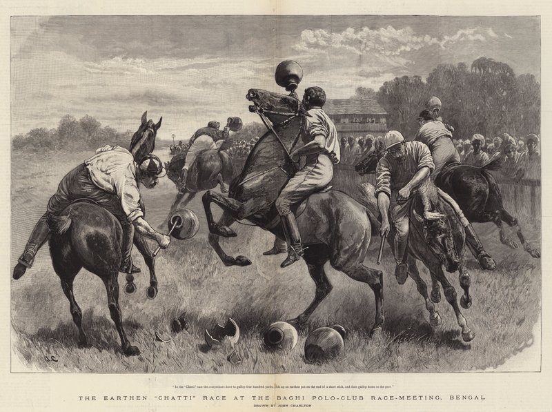 La Carrera de Chatti de Barro en la Reunión de Carreras del Club de Polo Baghi, Bengala de John Charlton