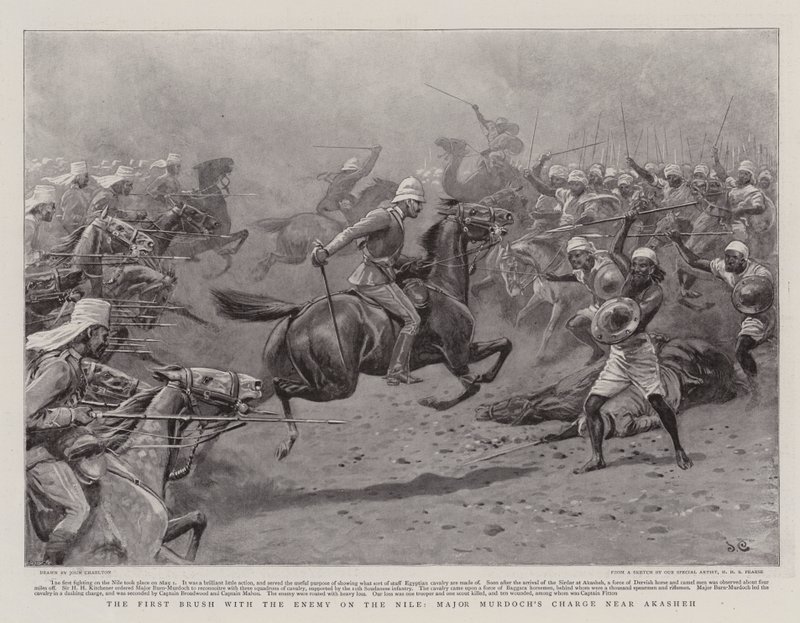 El primer encuentro con el enemigo en el Nilo, la carga del Mayor Murdoch cerca de Akasheh de John Charlton