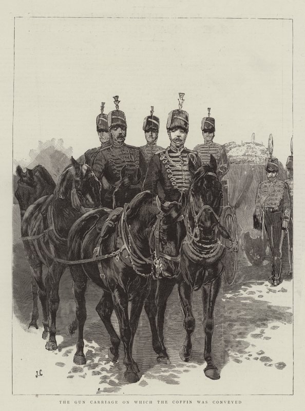 El carro de armas en el que se transportó el ataúd de John Charlton