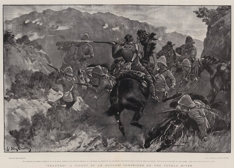Atrapado, un piquete de un puesto avanzado sorprendido en el río Tugela de John Charlton