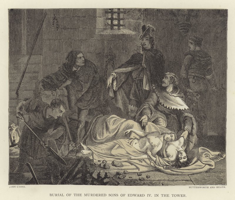 Entierro de los hijos asesinados de Eduardo IV en la torre de John Cross