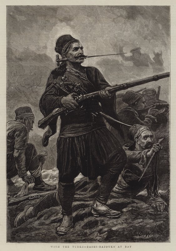 Con los turcos, Bashi-Bazouks en la bahía de John Dawson Watson