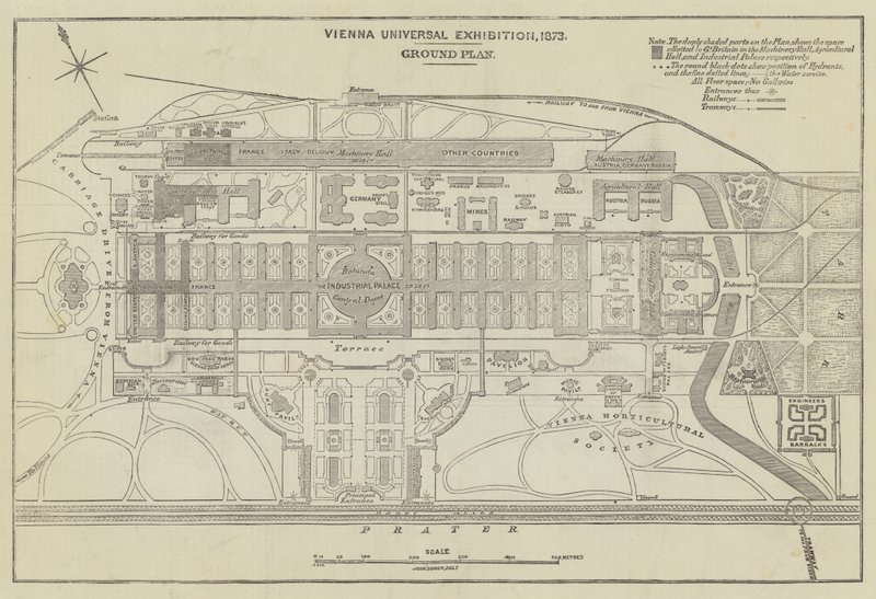 Plano del terreno de la Exposición Universal de Viena, 1873 de John Dower