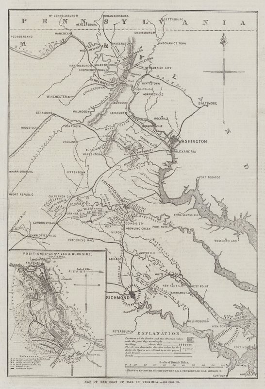 Mapa del teatro de guerra en Virginia de John Dower