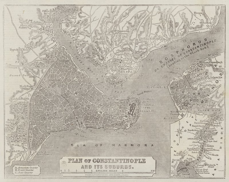 Plano de Constantinopla y sus Suburbios de John Dower