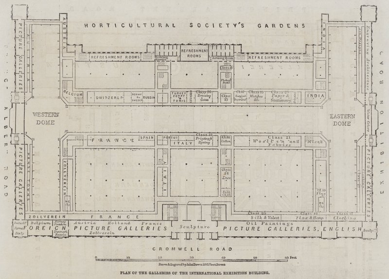Plano de las Galerías del Edificio de la Exposición Internacional de John Dower