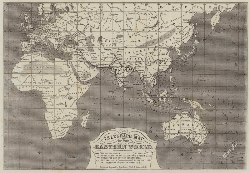 Mapa telegráfico del mundo oriental de John Dower