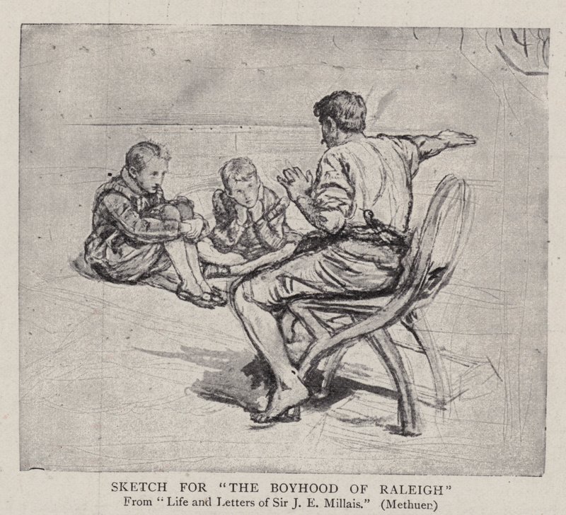 Boceto para La infancia de Raleigh de John Everett Millais
