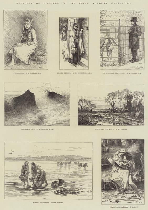 Bocetos de cuadros en la exposición de la Real Academia de John Everett Millais