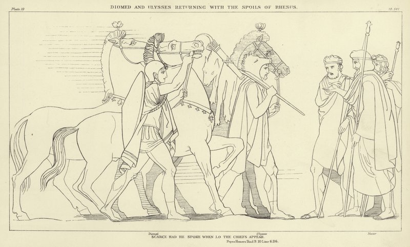 Diomedes y Ulises Regresando con los Despojos de Reso de John Flaxman