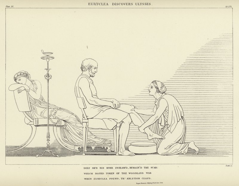 Euriclea descubre a Ulises de John Flaxman