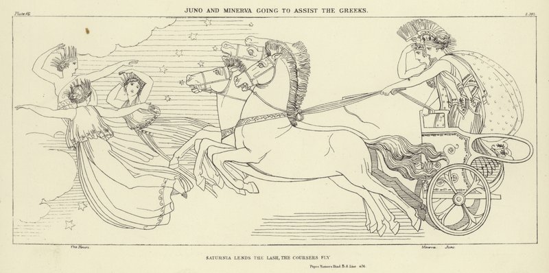 Juno y Minerva yendo a asistir a los griegos de John Flaxman