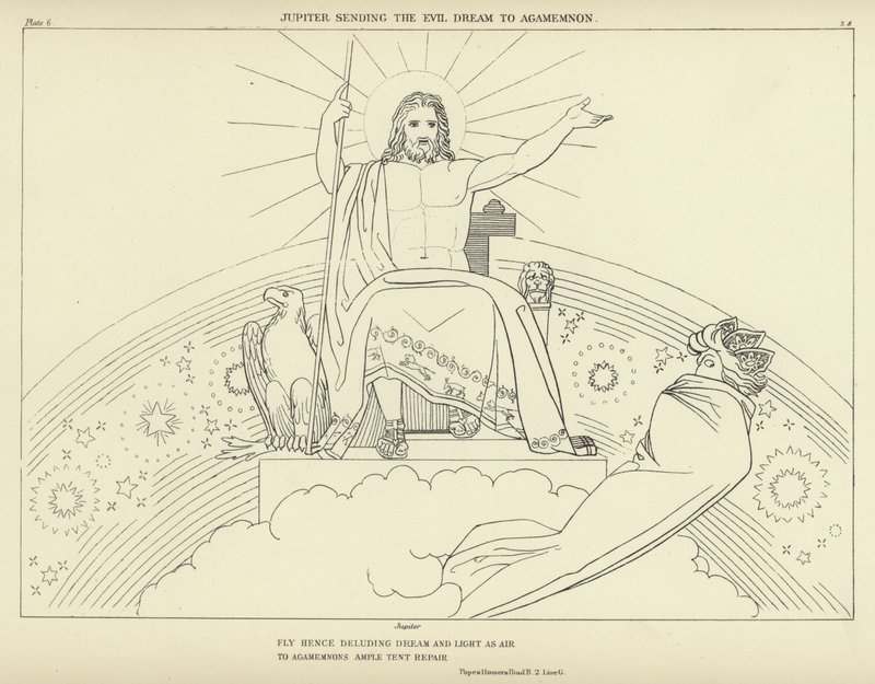 Júpiter enviando el Sueño Maligno a Agamenón de John Flaxman
