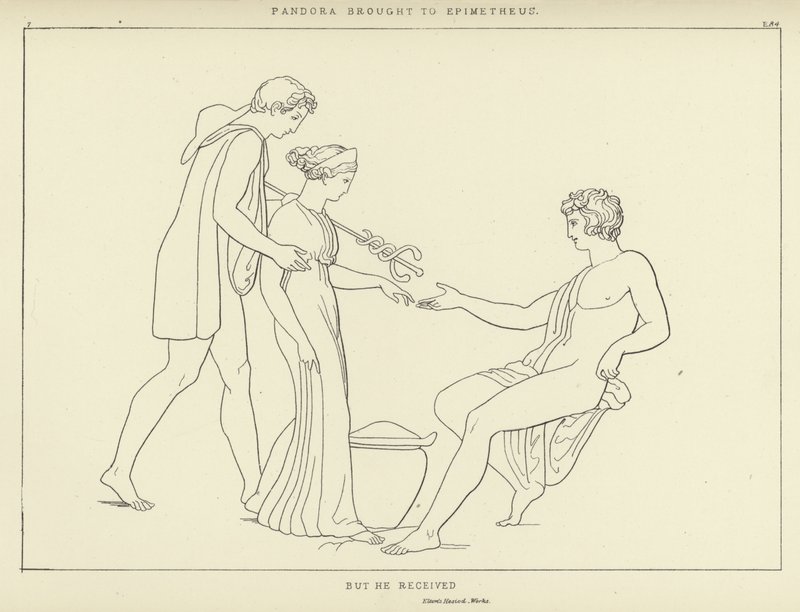 Pandora llevada a Epimeteo de John Flaxman