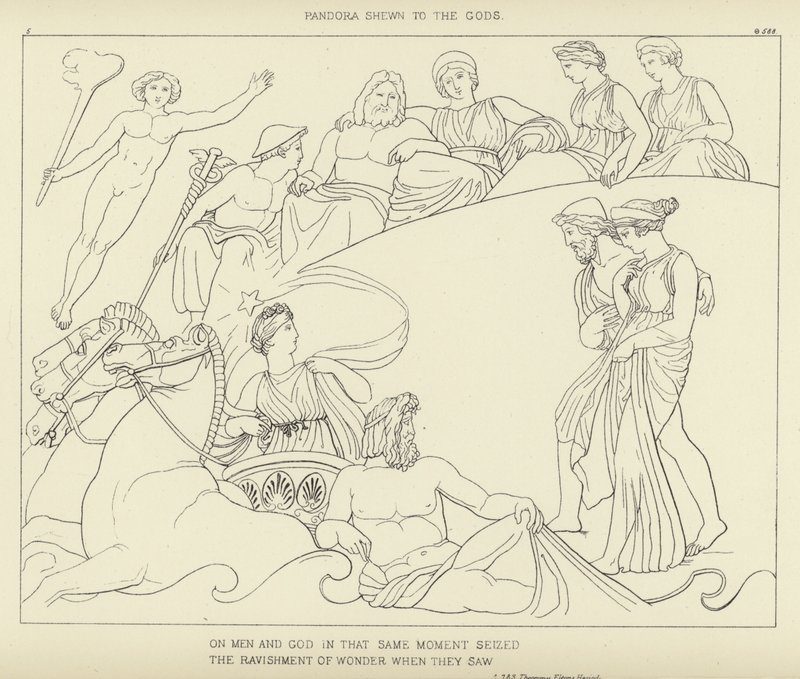 Pandora mostrada a los dioses de John Flaxman