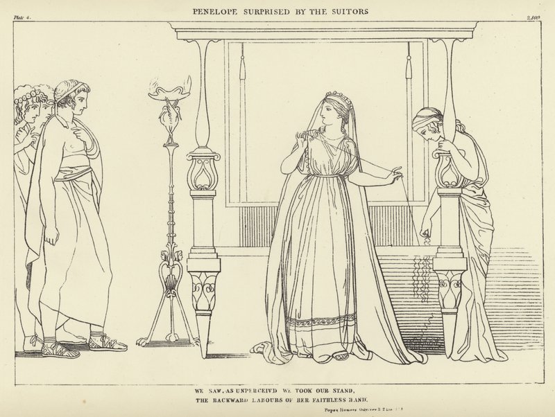 Penélope sorprendida por los pretendientes de John Flaxman