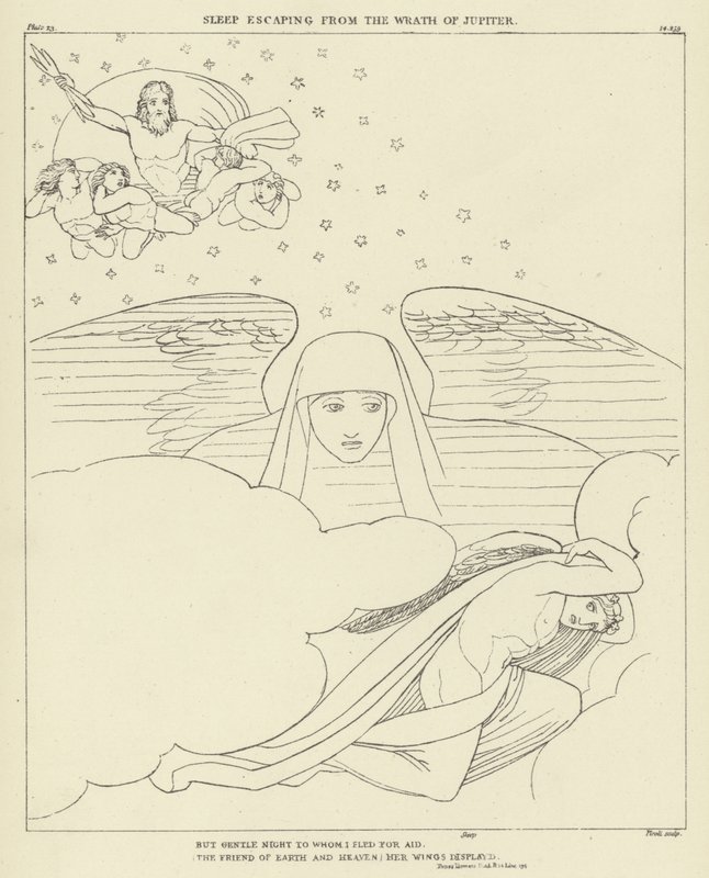 El sueño escapando de la ira de Júpiter de John Flaxman