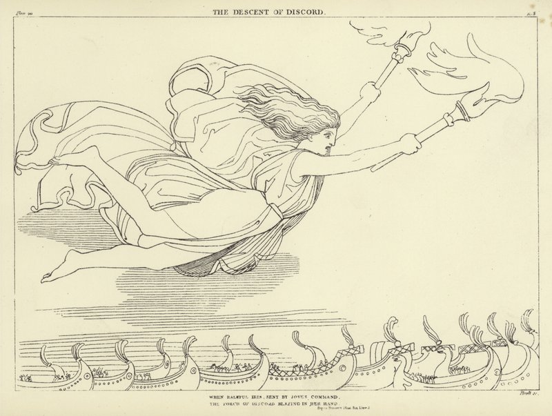 El descenso de la discordia de John Flaxman