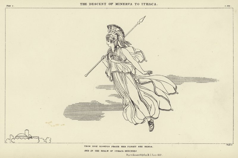 El descenso de Minerva a Ítaca de John Flaxman