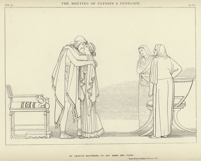 El Encuentro de Ulises y Penélope de John Flaxman