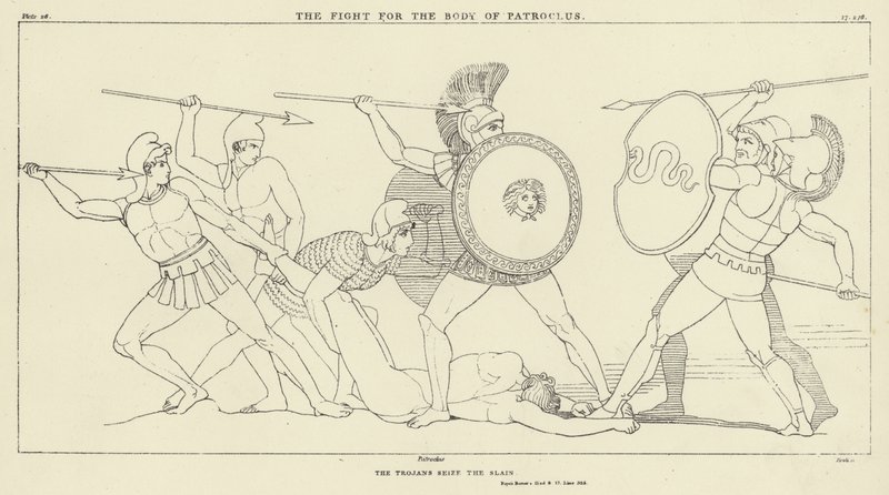 La lucha por el cuerpo de Patroclo de John Flaxman