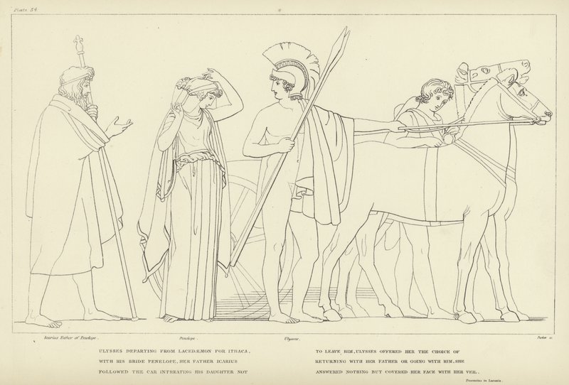 Ulises partiendo de Lacedemonia hacia Ítaca de John Flaxman