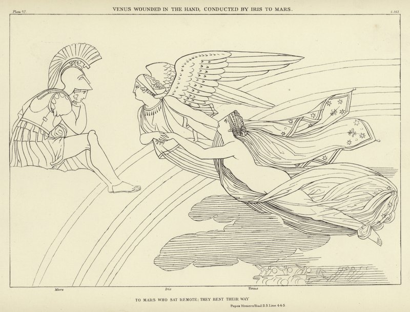 Venus herida en la mano, conducida por Iris a Marte de John Flaxman