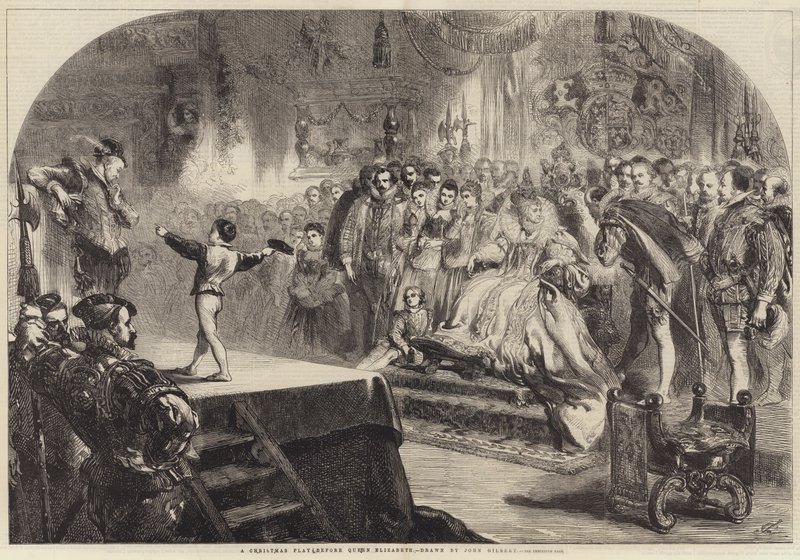 Una Obra de Navidad ante la Reina Isabel de John Gilbert