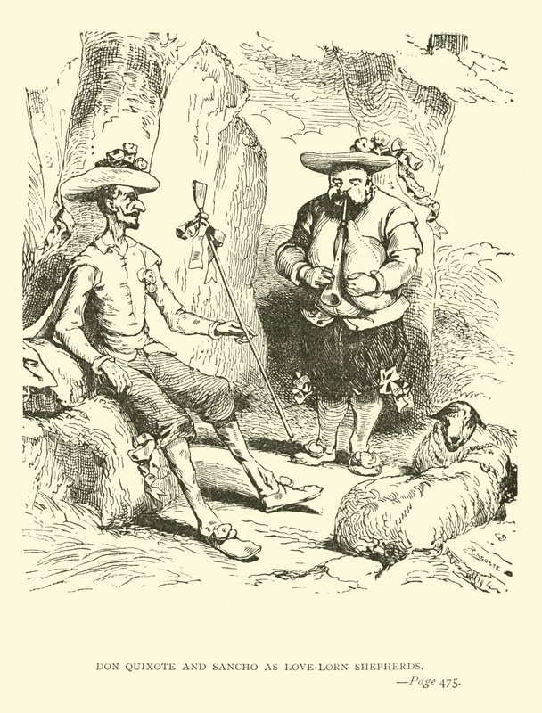 Don Quijote y Sancho como pastores enamorados de John Gilbert