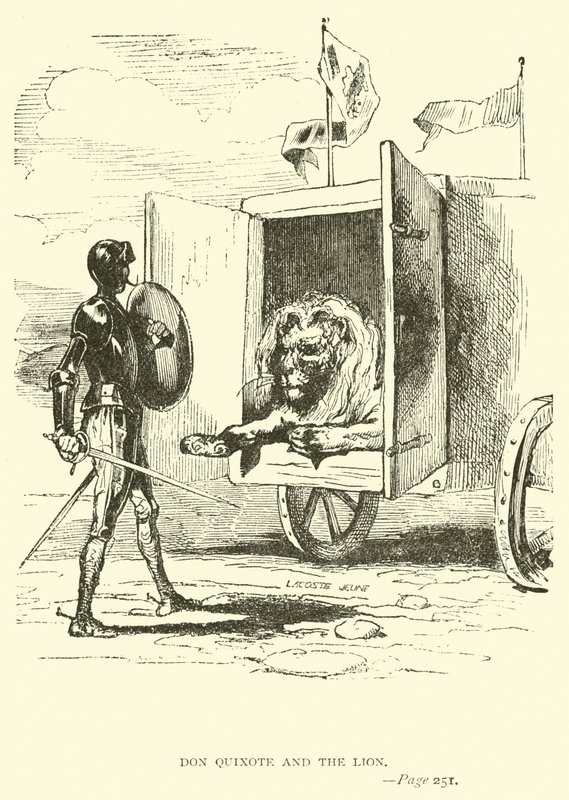 Don Quijote y el león de John Gilbert