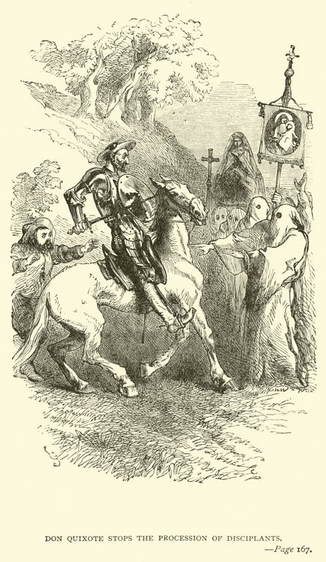 Don Quijote detiene la procesión de los disciplinantes de John Gilbert